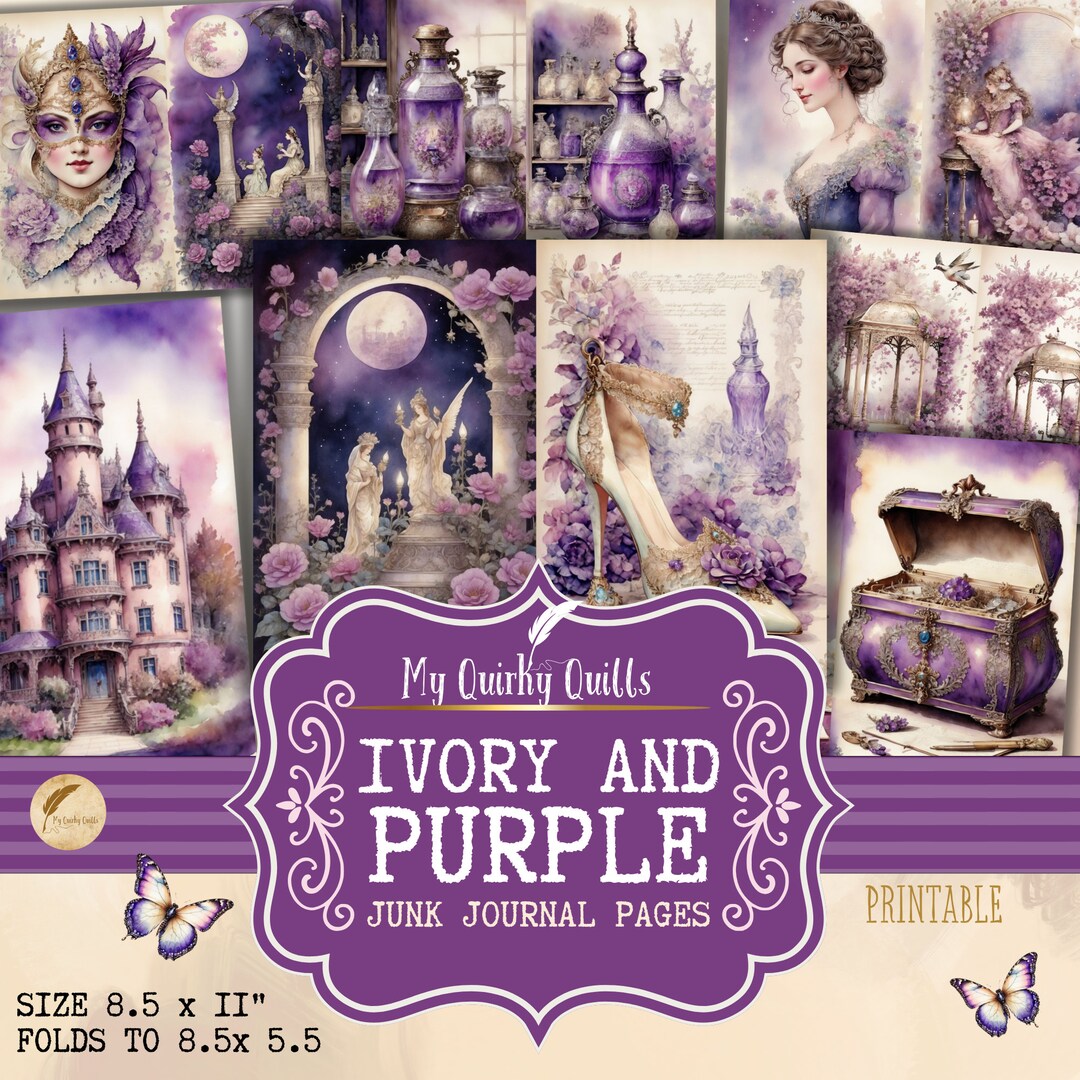 Printable Purple Fantasy Junk Journal Decorative Craft Paper ...