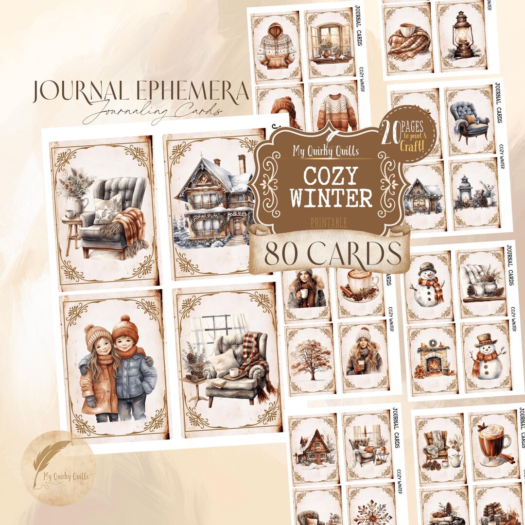 Cozy Winter Junk Journal Printable | Hygge Ephemera Cards | Vintage ...