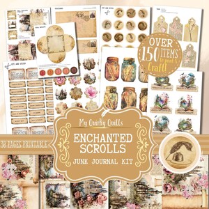 Può includere: Un kit di diario di scarto stampabile con oltre 150 elementi da stampare e creare. Il kit presenta un tema incantato e fantasioso con immagini di castelli, fiori, libri, barattoli e rotoli. Il kit include 30 pagine di elementi stampabili.