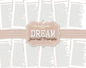 365 Dream Journal Prompts | Dream Interpretation and Lucid Dreaming | Dream Recall Sleep Diary | Dream Diary Printable Night time Journaling