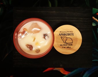 Aphrodite Pagan Deity Candle - Zeezout en wilde bloemen met rozenkwarts