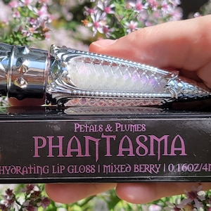 Phantasma Lip Gloss | mixed berry | iridescent purple | witchy makeup | witchy lip gloss | goth makeup | vegan and cruelty-free