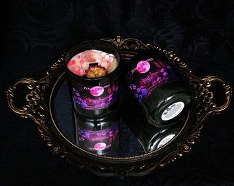 Blush Moon Candle | honeyed florals & vanilla woods | aura quartz moon | dried florals | witchy candle | gothic candle | floral candle