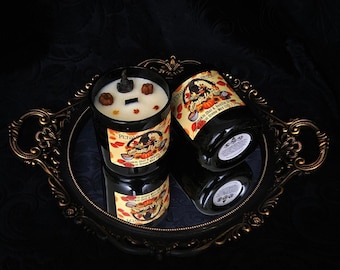 Bougie fantaisie sorcière – Citrouille Chai et crème sucrée – Chapeau de sorcière Yooperlite – Bougie fantaisie sorcière