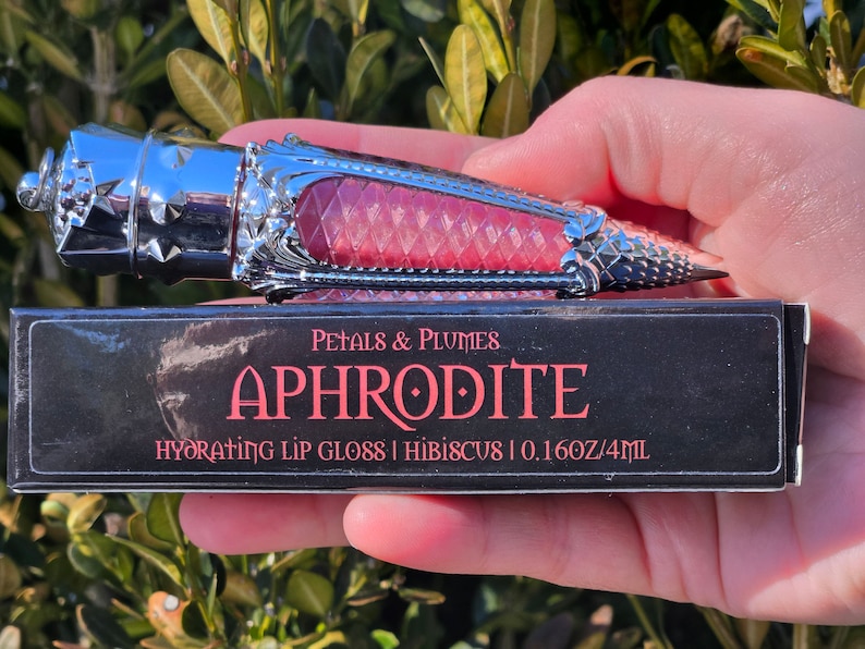 Aphrodite Lip Gloss hibiscus hot pink witchy makeup witchy lip gloss goth makeup vegan and cruelty-free image 1