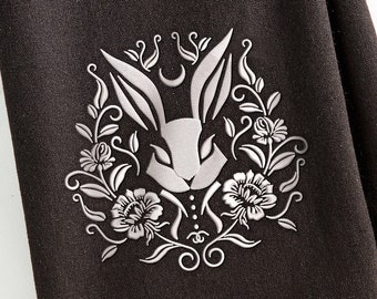 Embroidery Files: Gothic Style Rabbit Damask - 5, 6, 7, and 8 Inch Versions - One Thread Color