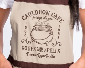 Diseño de bordado de Cauldron Cafe: Sopas y hechizos (Descarga digital)