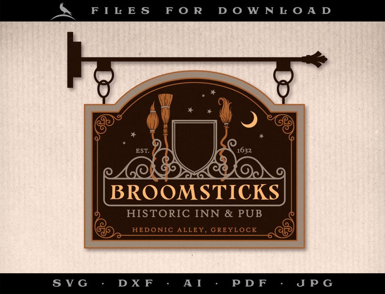 Magical Inn Sign Designs: 3 Broomsticks Art & Cut Files (digital ...