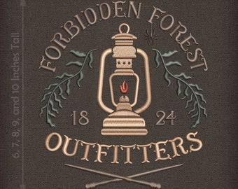 Machine Embroidery: Wizarding Outfitters Vintage Sign - Six Sizes Between 4 and 10 Inches Tall - Five Colors - Several Formats