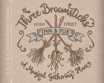 Embroidery: Broomsticks Doodle Design - 5, 6, 7, 8, 9, and 10 Inches Square - Four Colors, Several Formats