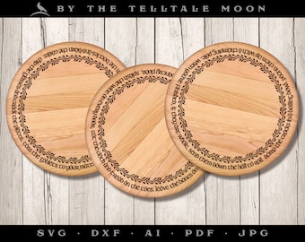 Diseños de letras de Tolkien "Despunta los cuchillos": Archivos de grabado láser (SVG, PDF)