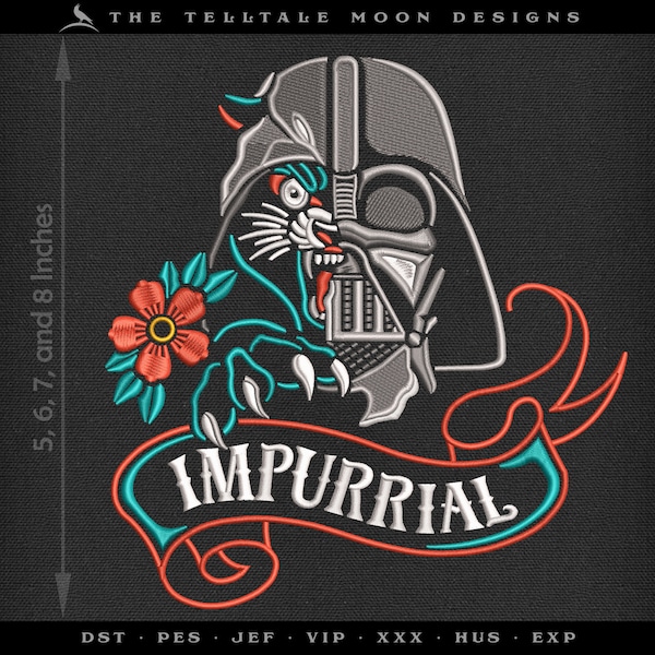 Embroidery: "Impurrial" Classic Tattoo-style Mashup - 5, 6, 7, and 8 Inch Versions