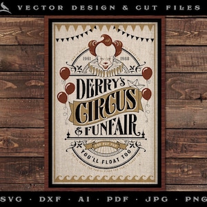 "Art & Cut Files: 2er-Set ""Demon Funfair"" Zirkus-Poster im Vintage-Stil zum Download in digitaler Form - Herbst und Winter - SVG, JPG, mehr."