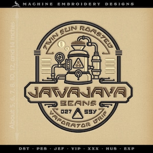 Galactic Java Roasters Embroidery & SVG – Sizes 5 to 13 Inches - English and Fiction Type