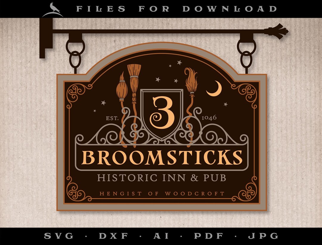 Magical Inn Sign Designs: 3 Broomsticks Art & Cut Files (digital ...