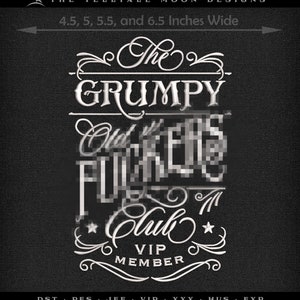 Grumpy Old Fuggers-borduurontwerp: humorpatroon (digitaal bestand)