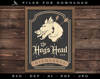Wizard Pub Sign Art & Cut File Set: Hog's Head Inn (digitale download)