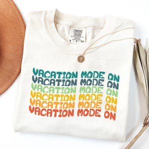 Vacation Mode On Shirt, Retro Repeat Tee, Comfort Colors Summer Beach Trip Gift Women