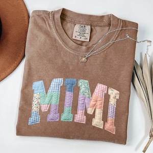 Mimi T-Shirt, Patchwork Pastel Varsity Mimi Tee, Grandmother Gift Shirt, Cute Mimi Gift, Comfort Colors Tee, Mothers Day Grandma Shirt