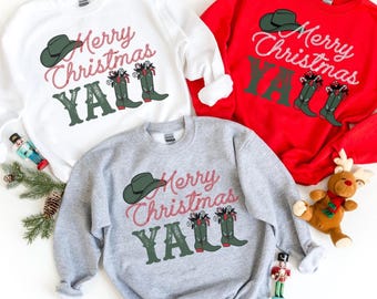 Cowboy Frohe Weihnachten Yall Sweatshirt, Western Weihnachten Pullover, Cowgirl Weihnachten Sweatshirt, Hässliche Weihnachten Pullover, Weihnachtsgeschenke