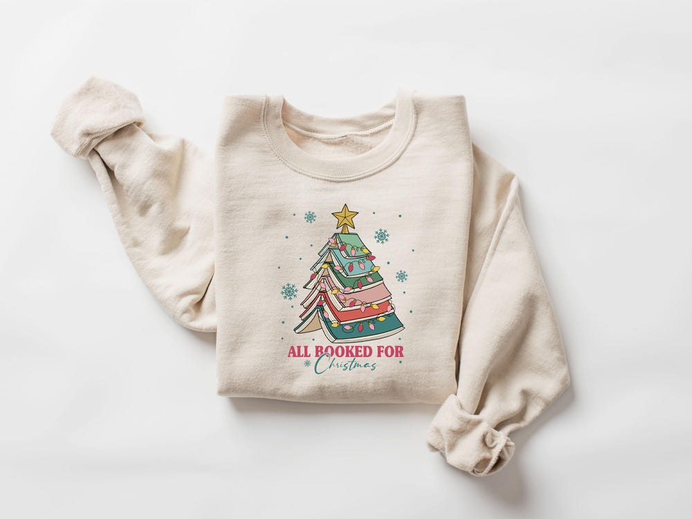 All Booked Christmas Sweatshirt, Christmas Sweatshirt, Christmas Shirt, Merry Christmas Shirt, Santa Shirt, Disney Christmas, Christmas Gift Teesummer