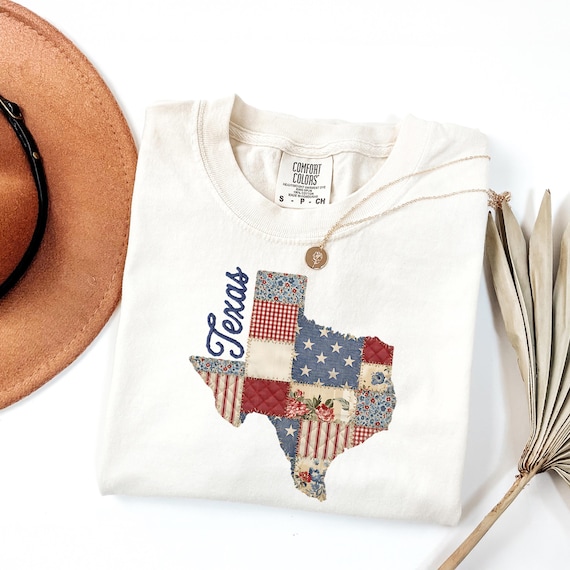 Texas Shirt, Patriotic Patchwork Texas Tee, Texas State Pride Tshirt, Texas Gift, Comfort Colors Texas Shirt
