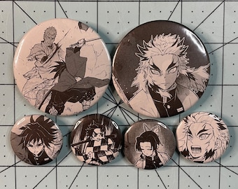 Demon Slayer Manga Button Pins