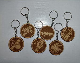 Set of Personalized Wooden Keychains with Class Logos - World of Warcraft