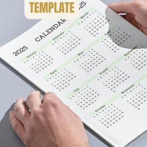Calendario 2025 editable con inicio en domingo Plantilla minimalista en tamaño carta Una sola página