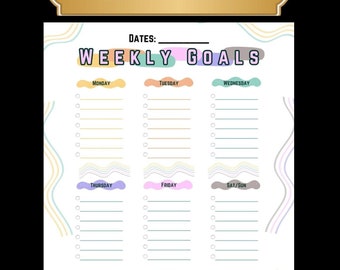 Weekly Planner Printable, Goal Tracker Printable, Goal Tracker, Letter Size Planner Insert, Color Planner, Letter Size Planner, 8.5 x 11