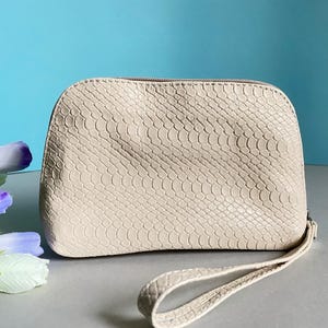 Petite trousse de maquillage en cuir - Mini trousse à maquillage - Organiseur de sac à main - Trousse de toilette de voyage - Sac compact à fermeture éclair