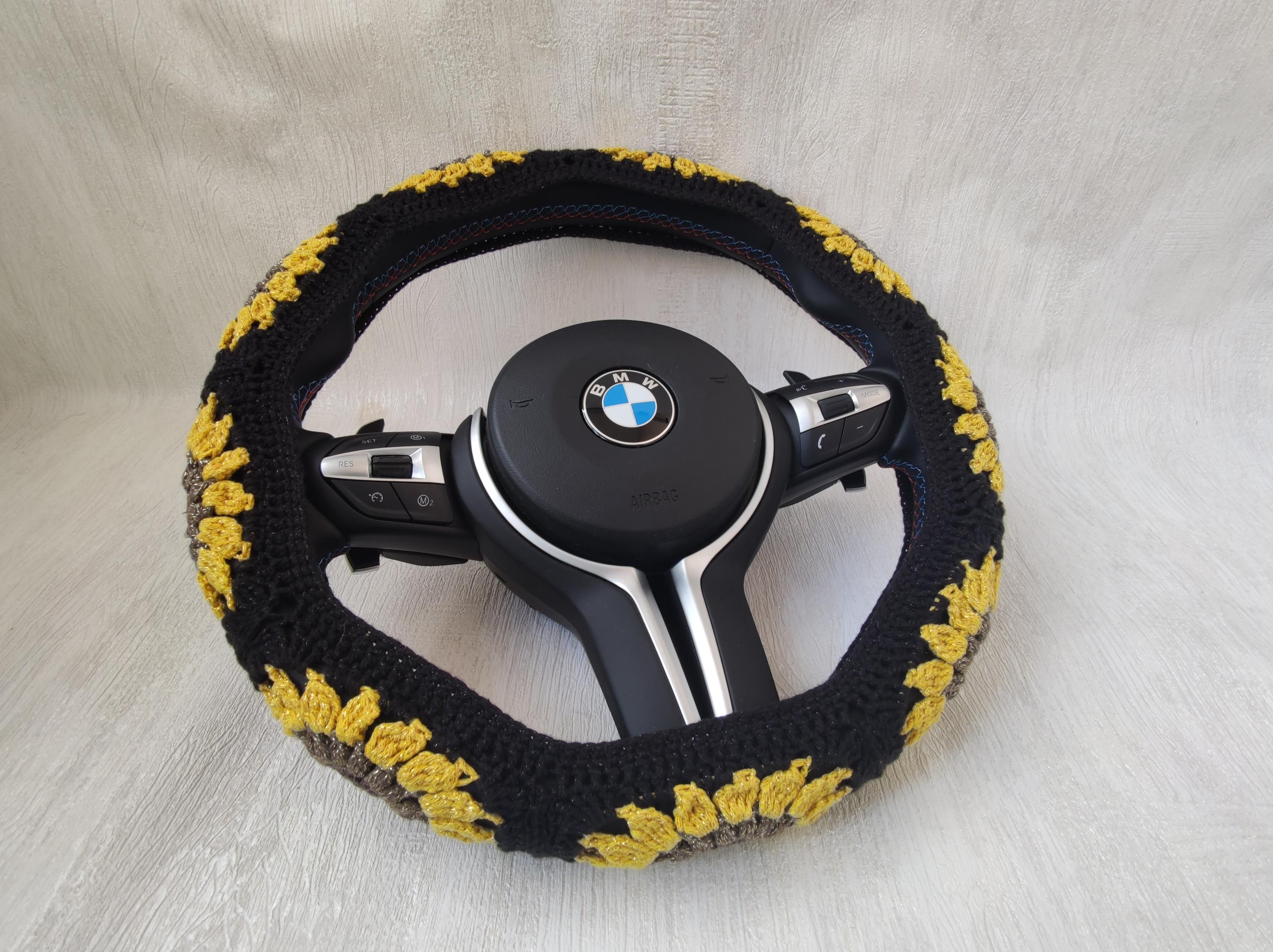 Produktbild von Lenkradbezug, Gehäkelte Lenkradbezug, Sonnenblume Lenkradbezug