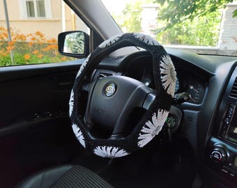 Crochet Steering Wheel Cover for Woman  Hippie Car Accessory