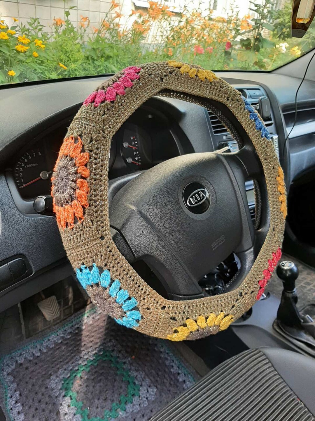 Steering Wheel Cover Crochet Car Decor Crocheted Steering Etsy