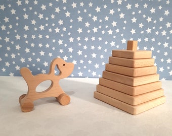 Wood Pyramid Stacking Toy Wooden Stacking Toy Wooden Puzzle Square Tower