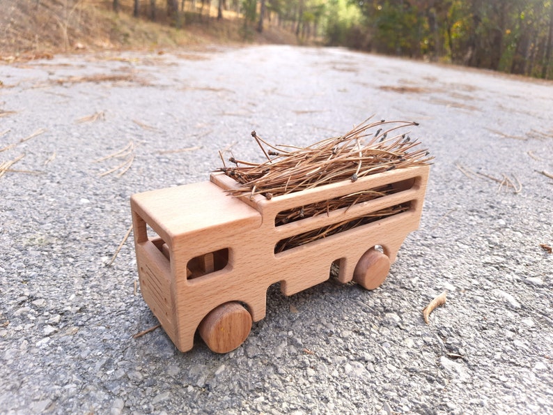 Rustic Wooden Toy Truck Adorable Gifts for Toddlers and Kids image 6