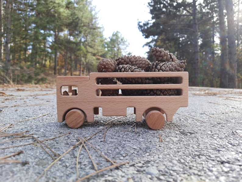 Rustic Wooden Toy Truck Adorable Gifts for Toddlers and Kids image 1