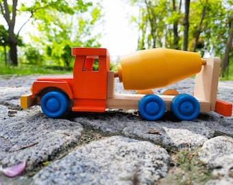 Cement Mixer Truck Toy - Wooden Concrete Mixer Toy - Fun Gift for Kids