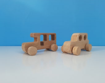 Petites voitures en bois Voiture en bois Camping-car Ronde de fenêtre Voiture Cadeaux de baptême