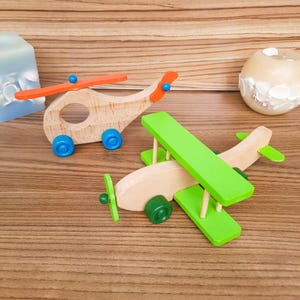 Wooden Helicopter and Plane Toy Set: Toddler Airplane Toys