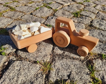 Wooden Toy Tractor, Gift for Kids Wooden Farm Set, Eco-Friendly Toy Tractor