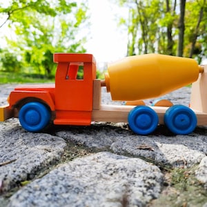 Wooden Cement Mixer Truck Toy - Handmade Hornbeam Wood