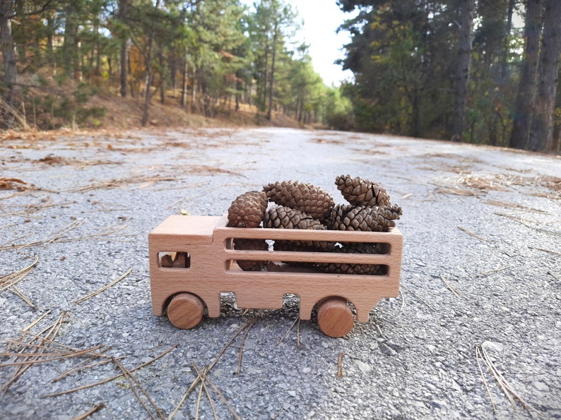 Rustic Wooden Toy Truck Adorable Gifts for Toddlers and Kids image 2