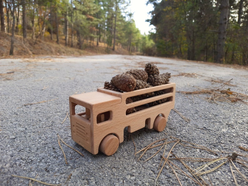 Rustic Wooden Toy Truck Adorable Gifts for Toddlers and Kids image 3