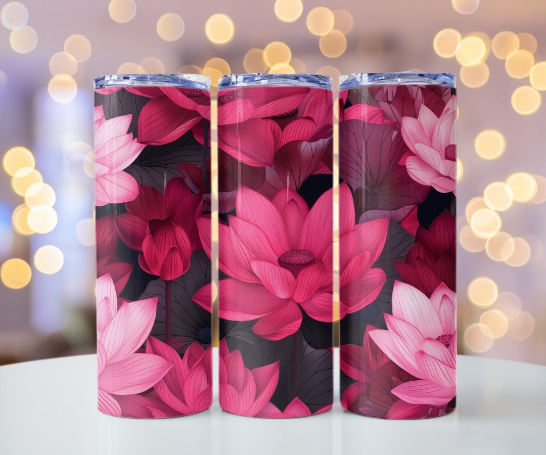Lotus Flower Seven Design Plant Life Paper Mche 20 Oz Skinny Tumbler ...