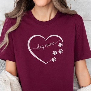 Dog Mama Shirt, Cute Crewneck Tshirt for Dog Lover, Dog Mom Shirt with Heart & Dog Paws, New Puppy Shirt, Dog Lover Gift, New Puppy Shirt