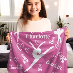 Custom Dance Blanket Personalized Ballet Dancer Blanket with Dancer&#39;s Name, Custom Name Blanket, Dance Blanket, Ballerina Blanket Dance Gift