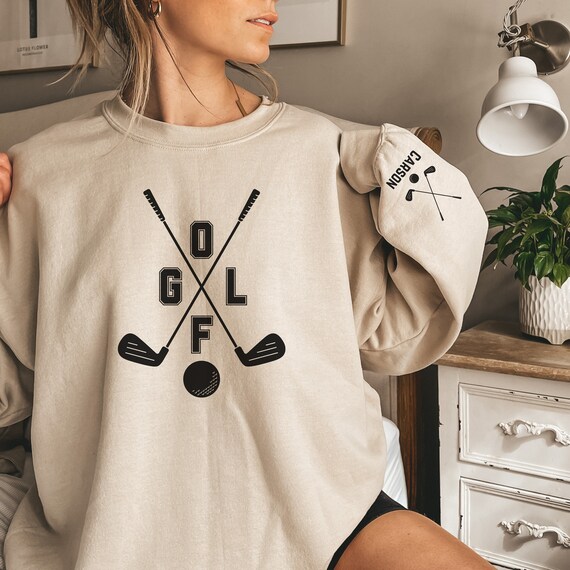 CUSTOM Golf Crewneck Sweatshirt Personalized With Golf Player s Name on Sleeve Golf Lover Senior Golf Player Sweatshirt Golf Mom Golf Dad Etsy
