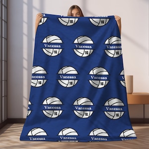 CUSTOM Volleyball Name Blanket, Personalized Volleyball Blanket with Name and Number, Volleyball Player Blanket, Volleyball Lover Gift Idea