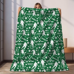 Hockey Blanket, Hockey Lover Gift, Gift for Hockey Player, Hockey Mom, Hockey Dad, Hockey Arena Bleacher Blanket Gear, Senior Hockey Gift